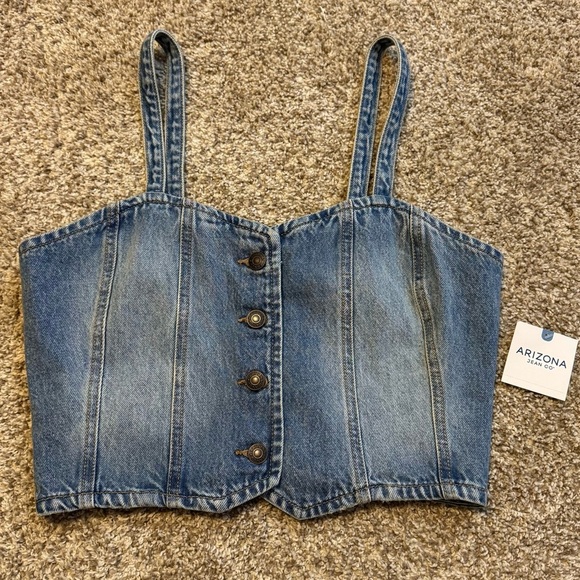 Arizona Jeans Co Med Swing Button Down Soft Jean Vest Size Large - Picture 1 of 8